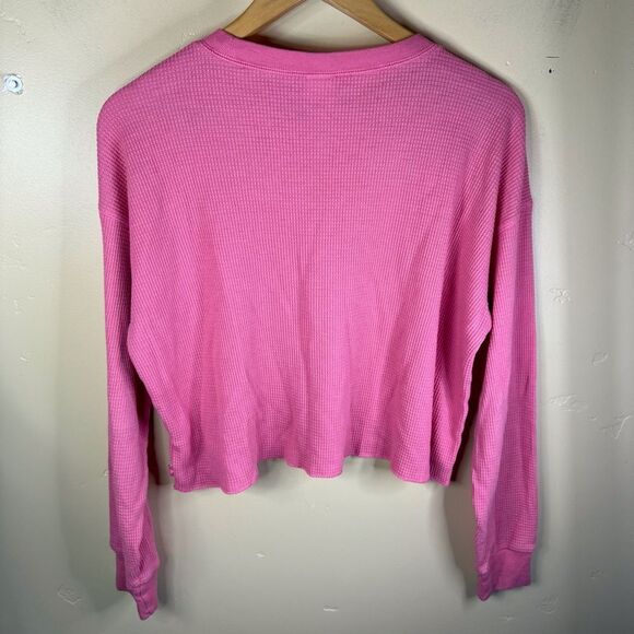 Aritzia TNA Waffle Knit Long Sleeve Barbie Pink Size Small Activewear Outdoor - Picture 6 of 6